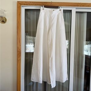 NWT Banana Republic White Lina Linen Ultra Wide Leg Pants